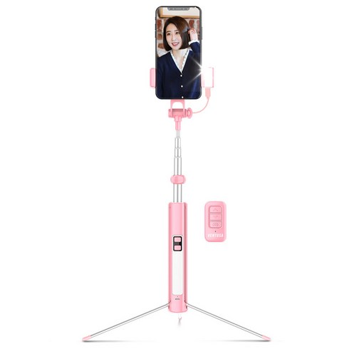 벤토사 인싸카봉 LED 블루투스 라이트닝 셀카봉 삼각대 VTS-LED160, VTS-LED160(핑크), 1개