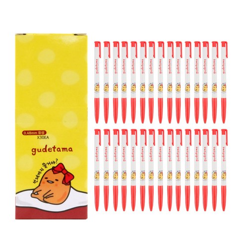 구데타마 캐릭터 볼펜 0.48mm, 레드, 30개