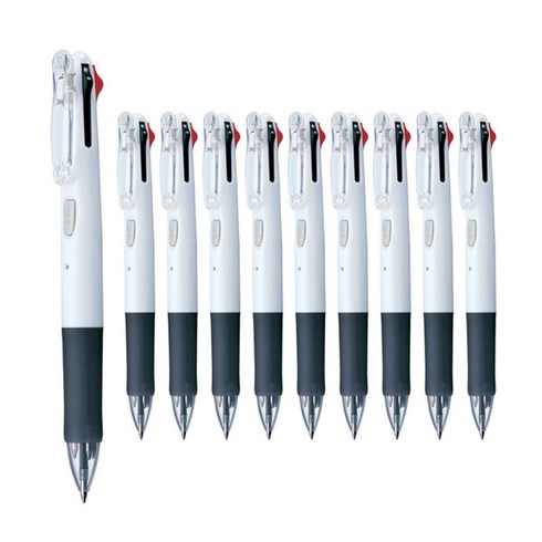 제브라 유성펜 클립온4색 B4A3 0.7mm, 화이트, 10개입