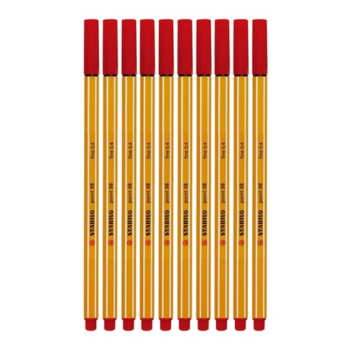 스타빌로 수성펜 포인트88 0.4mm, 적색, 10개입