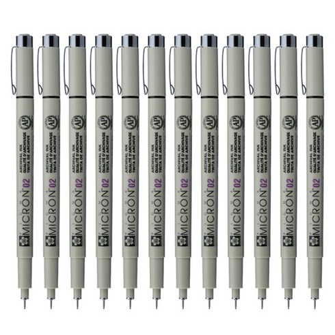 PIGMA 마이크론 02 젤잉크펜 0.3mm, 블랙, 12개입