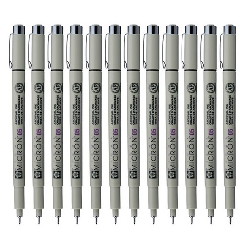 PIGMA 마이크론 05 젤잉크펜 0.45mm, 블랙, 12개