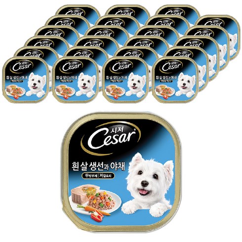 시저 1세 이상 강아지 주식캔, 흰살생선, 100g, 24개