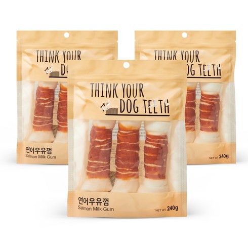 띵크유어도그티 강아지 딩고껌 대형 3P, 연어, 240g, 3개