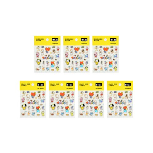 라인프렌즈 BT21 골든엣지 스티커, 썸머, 7개입