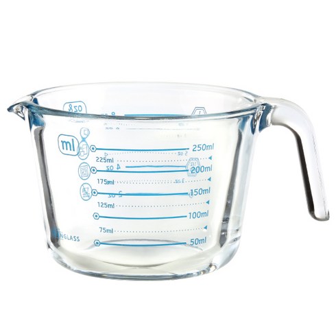 수퍼오븐글라스 유리 계량컵, 블루, 250ml, 1개