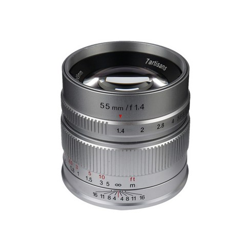 7Artisans 55mm f 1.4 APS-C Manual Fixed Lens Silver 라이카 T 마운트
