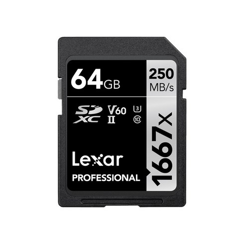 렉사 메모리 카드 SD 캐논 소니 니콘 카메라 1667배속 V60, 64GB, 1개