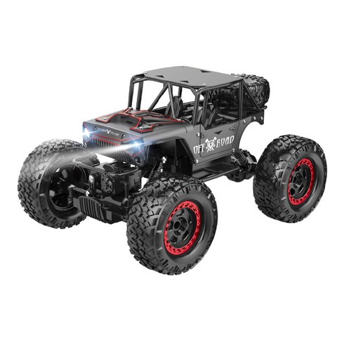 EasyWheel 락크롤러 699-125A 127A 듀얼 모터 고무 타이어 RC카 대형 30cm, 블랙, 1개