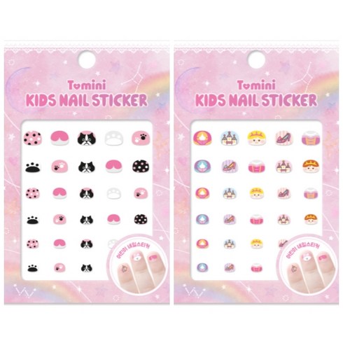 투미니 키즈 네일 스티커 2종 세트, T003 + T004, 1개