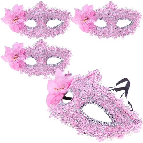 파티공구 베네치아 플라워 반가면, 핑크, 4개