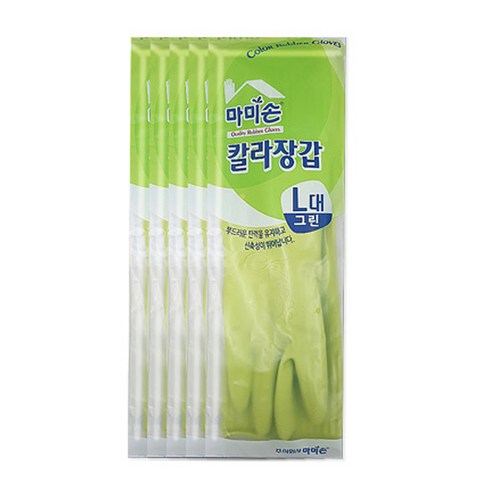 마미손 칼라 고무장갑 L, 그린, 대(L), 5개