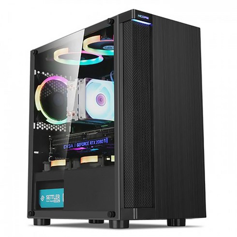 앱코 NCORE 사이드암 미들타워 케이스 강화유리 Halo RGB Spectrum SL 블랙, 1개