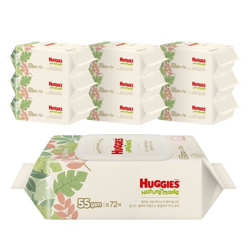 하기스 네이처메이드 유아물티슈 캡형 55gsm, 72매10팩, 10세트, 72매