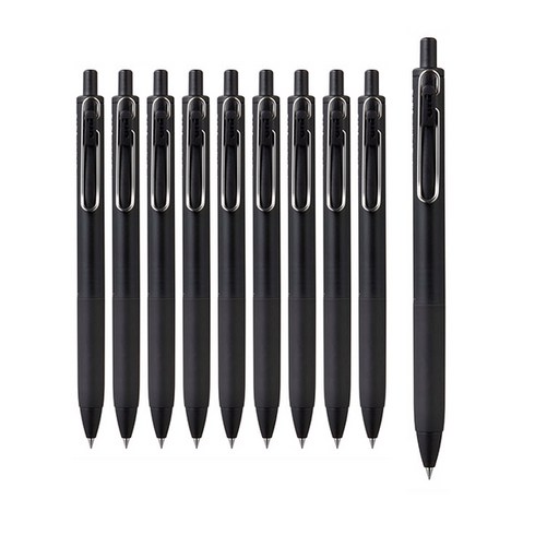 유니볼 원 중성 잉크펜 0.38mm, 블랙배럴, 10개