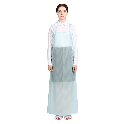 웰프런 우레탄 방수앞치마 스트라이프 대, 반투명 스카이블루, 1개