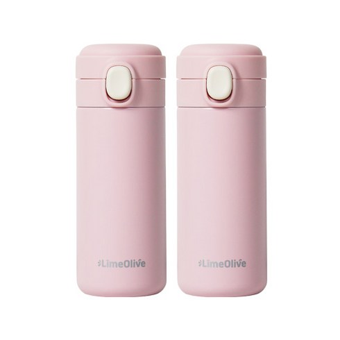 라임올리브 뮤티드 파스텔 보온보냉병 2p, 핑크, 350ml, 2개