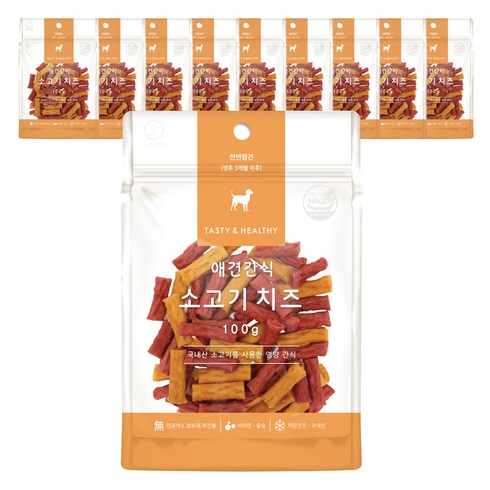 굿데이 애견간식, 소고기 + 치즈 혼합맛, 100g, 10개