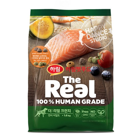 하림펫푸드 어덜트 강아지 더리얼 크런치 건식사료, 연어, 1.6kg, 1개