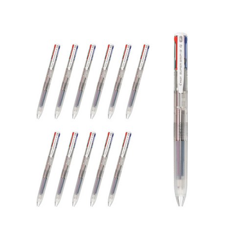 파이롯트 슈퍼그립G4 4색 다색볼펜 0.7mm BPKGG-35F, 투명, 12개