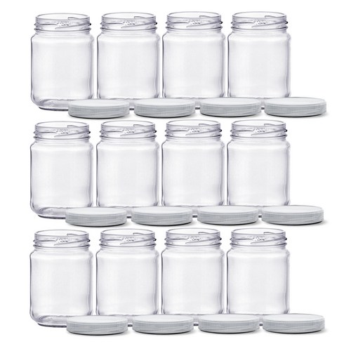 MIRKOREA PP캡 W 잼병 일자형 200 SG200, 160ml, 12개