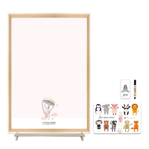 꼬모보드 네이쳐 토끼날다 유아 자석 칠판 보드 + 아쥬떼 동물퍼즐 + 꼬모랙세트 + 지우개 + 마카, 랜덤발송(지우개, 마카), 화이트(꼬모랙), 1개