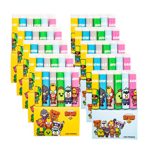 브롤스타즈 연필보호캡 옐로우 6종 x 5p + 블루 6종 x 5p, 혼합색상, 1세트