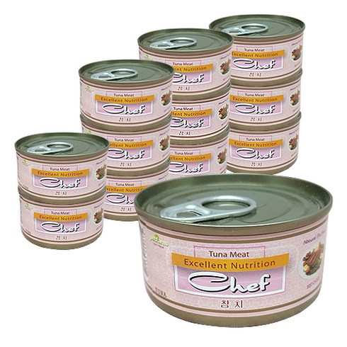 쉐프 고양이캔 참치, 참치맛, 80g, 12개