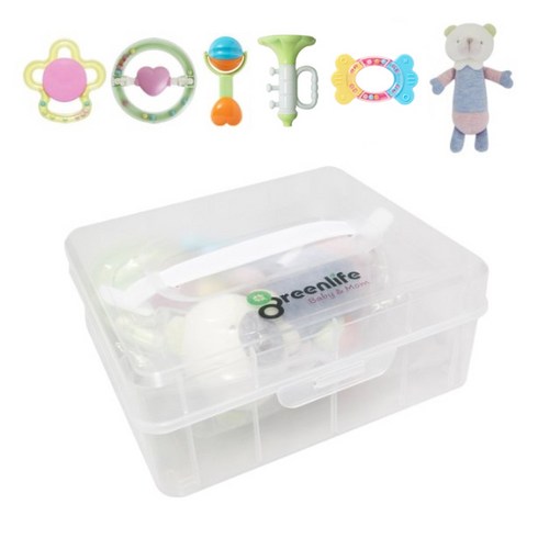 Greenlife 딸랑이 치발기 인형 6종 + 보관함 세트, 혼합색상, 1개