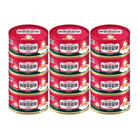 인터펫코리아 야옹이맘마 간식캔, 흰살참치, 160g, 12개