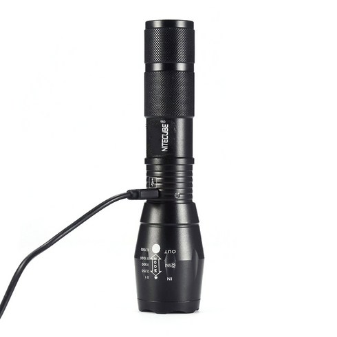 나이트큐브 USB 충전식 LED 스탠다드 줌 손전등 CREE XM-L T6, 1개