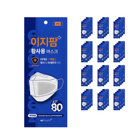 ezPharm 황사 미세먼지 마스크 대형 KF80, 1개입, 100개, 흰색