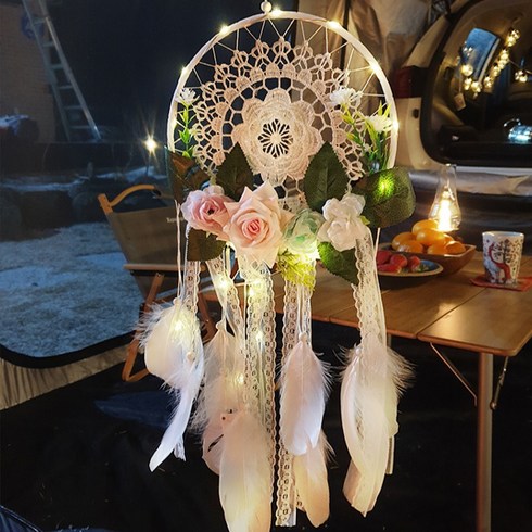 나스카피 감성 캠핑차박 LED전구 드림캐처, 플라워