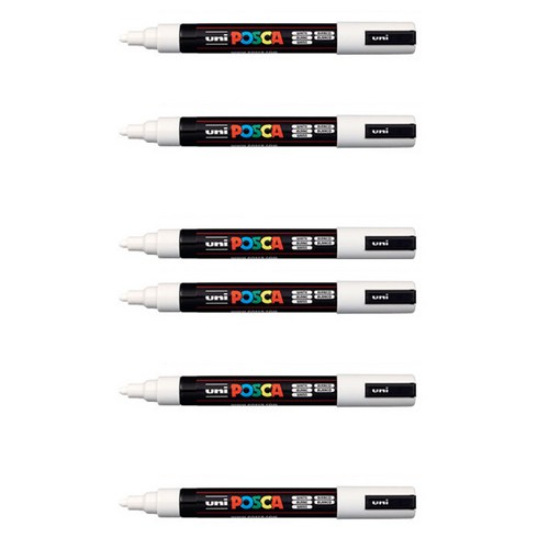 포스카 컬러마커 PC-5M WHITE, 6개, 1색