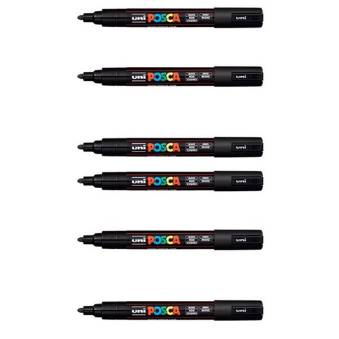 포스카 컬러마커 PC-5M BLACK, 6개, 1색
