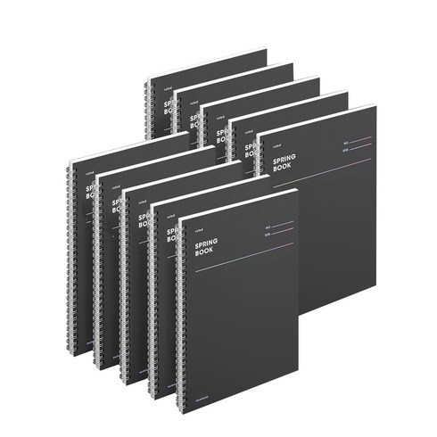 모트모트 두꺼운 스프링 룰드 유선노트, 다크호스, 10개