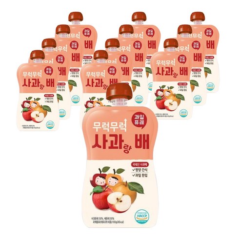 이유케어스 유아용 무럭무럭 과일 퓨레, 사과 + 배 혼합맛, 12개, 100g