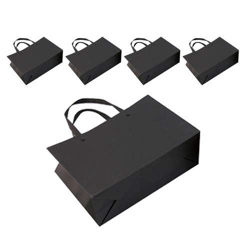 더깔끔 크라프트 무지 종이쇼핑백, 블랙, 5개