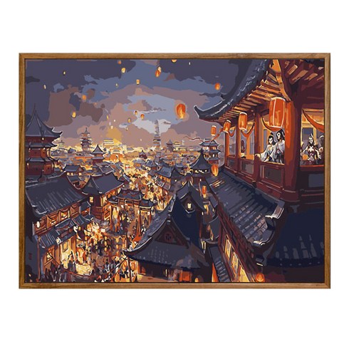순잠 깜찍 모던 수채화 유채화 캐릭터 그림그리기 DIY 세트 50 x 65 x 2.5 cm, 1 등불축제, 1개
