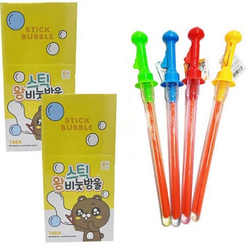스틱 왕 비눗방울 100ml 4종 x 4p 세트, 그린 + 블루 + 옐로우 + 레드, 2세트
