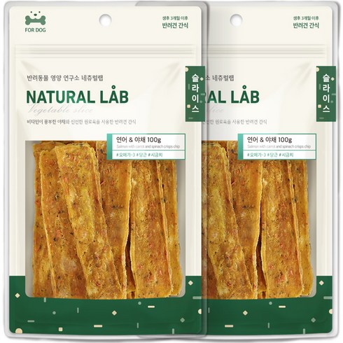 네츄럴랩 슬라이스 강아지간식, 혼합맛(연어/야채), 100g, 2개
