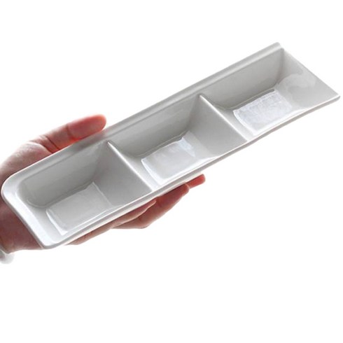 블루스토머 수채화 물감 파레트 접시 E타입 화이트 26.8 x 9 x 2.8 cm, 1개, 3칸