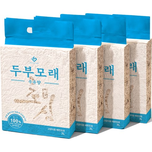 이수펫 두부 고양이모래, 7L, 4개, 우유