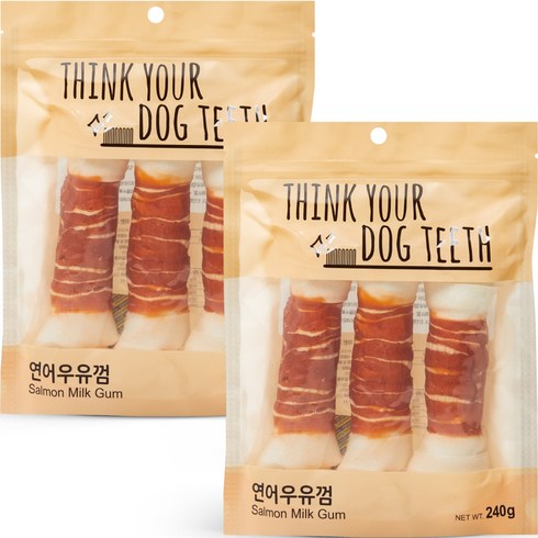 띵크유어도그티 강아지 딩고껌 대형 3P, 연어, 240g, 2개
