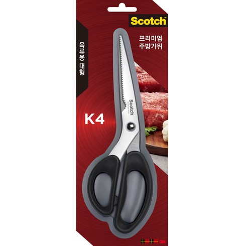 스카치 쓰리엠 스텐레스 프리미엄 주방가위 K4 육류용, Black, 1개