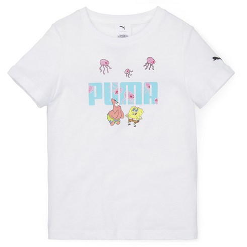 푸마 아동용 스폰지밥 로고 티셔츠_SPONGEBOB LOGO TEE_화이트_67587102