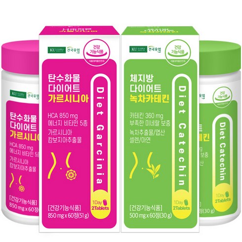 건국유업 체지방 다이어트 녹차카테킨 + 탄수화물 다이어트 가르시니아 세트, 1세트, 60정