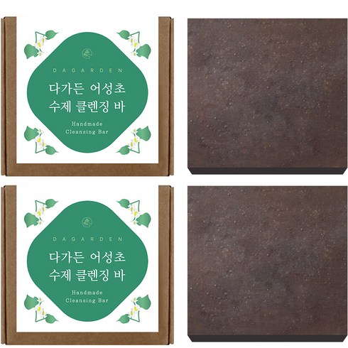 다가든 핸드메이드 어성초 클렌징 바 수제 세안 CP 올인원 비누, 2개, 100g