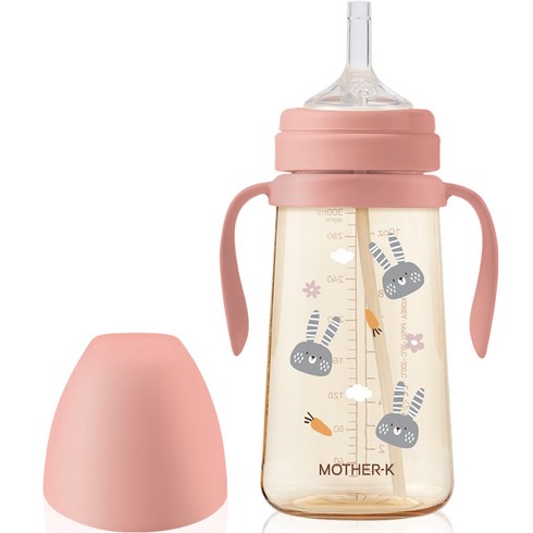 마더케이 유아용 베이직 PPSU 토끼 빨대컵, 300ml, 1개, 블라썸