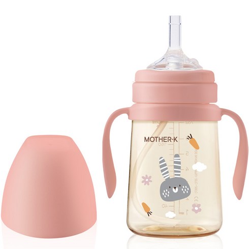 마더케이 유아용 베이직 PPSU 토끼 빨대컵, 200ml, 1개, 블라썸